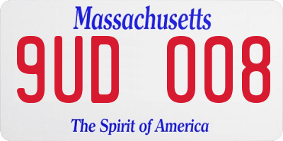 MA license plate 9UD008