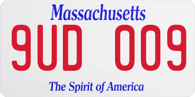 MA license plate 9UD009