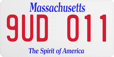 MA license plate 9UD011