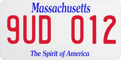 MA license plate 9UD012