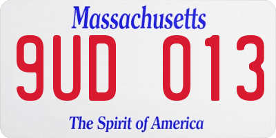 MA license plate 9UD013