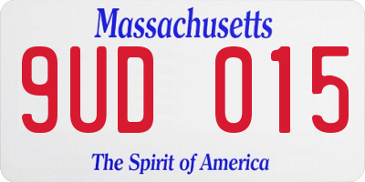 MA license plate 9UD015