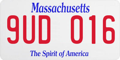 MA license plate 9UD016