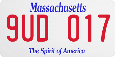 MA license plate 9UD017