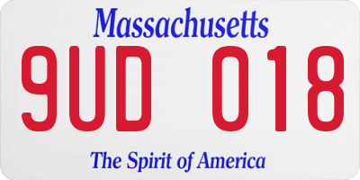 MA license plate 9UD018