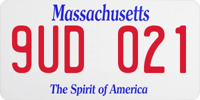 MA license plate 9UD021