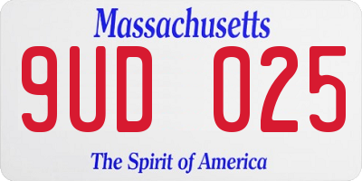 MA license plate 9UD025
