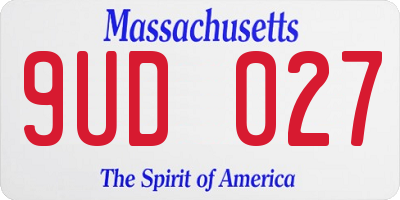 MA license plate 9UD027