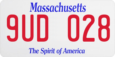 MA license plate 9UD028