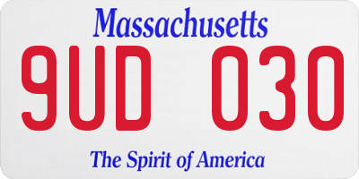 MA license plate 9UD030