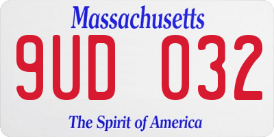 MA license plate 9UD032