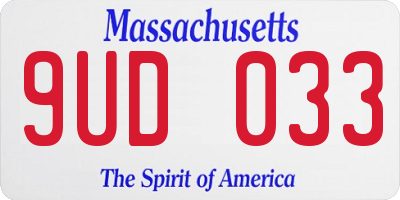 MA license plate 9UD033