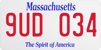 MA license plate 9UD034