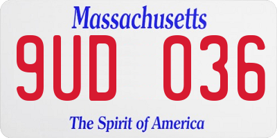 MA license plate 9UD036