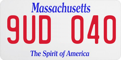 MA license plate 9UD040