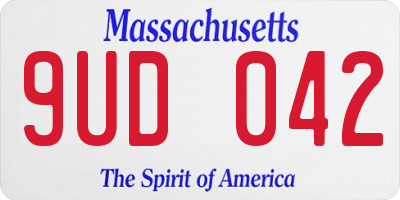 MA license plate 9UD042