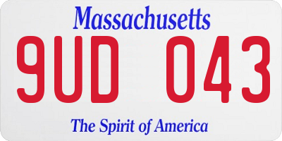 MA license plate 9UD043