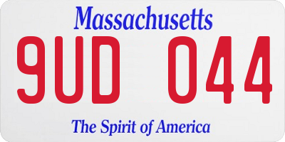 MA license plate 9UD044