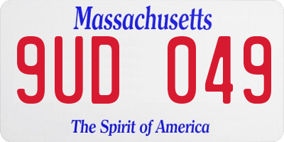 MA license plate 9UD049
