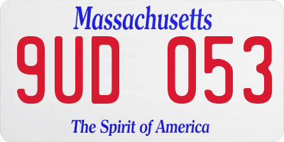 MA license plate 9UD053