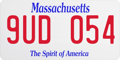 MA license plate 9UD054