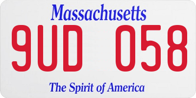 MA license plate 9UD058