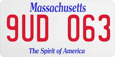 MA license plate 9UD063