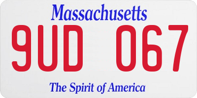 MA license plate 9UD067