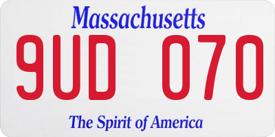 MA license plate 9UD070