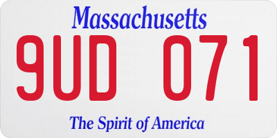 MA license plate 9UD071