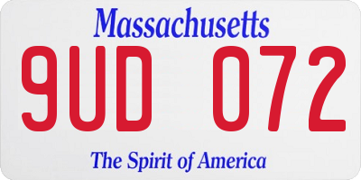 MA license plate 9UD072