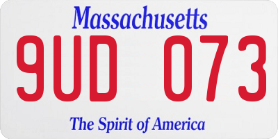 MA license plate 9UD073