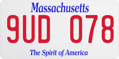 MA license plate 9UD078