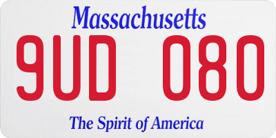 MA license plate 9UD080