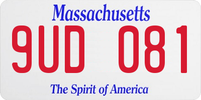 MA license plate 9UD081