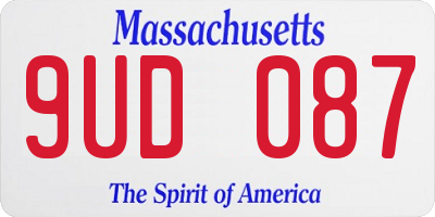 MA license plate 9UD087