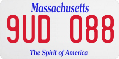 MA license plate 9UD088