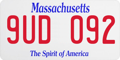 MA license plate 9UD092