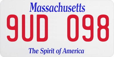 MA license plate 9UD098