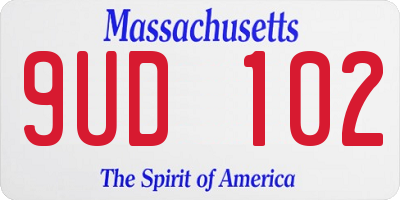 MA license plate 9UD102