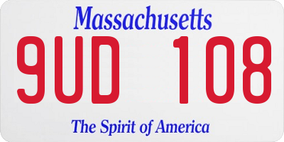 MA license plate 9UD108