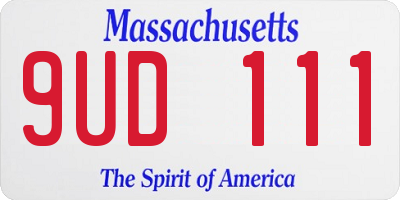 MA license plate 9UD111