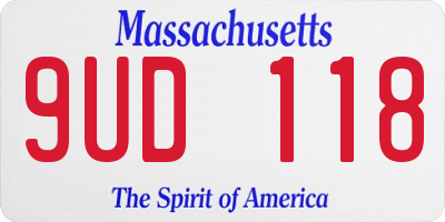 MA license plate 9UD118