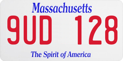 MA license plate 9UD128