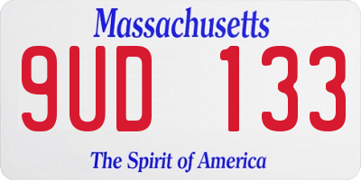 MA license plate 9UD133
