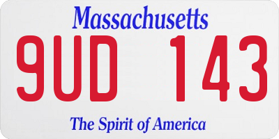 MA license plate 9UD143