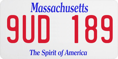 MA license plate 9UD189