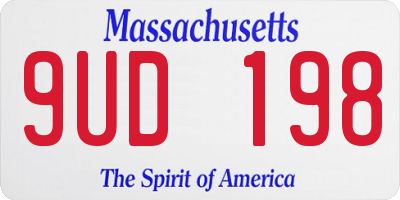 MA license plate 9UD198