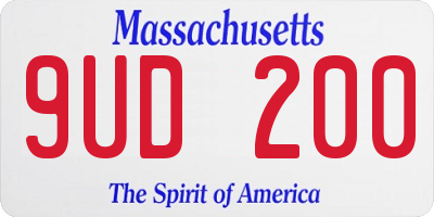 MA license plate 9UD200