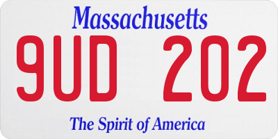 MA license plate 9UD202